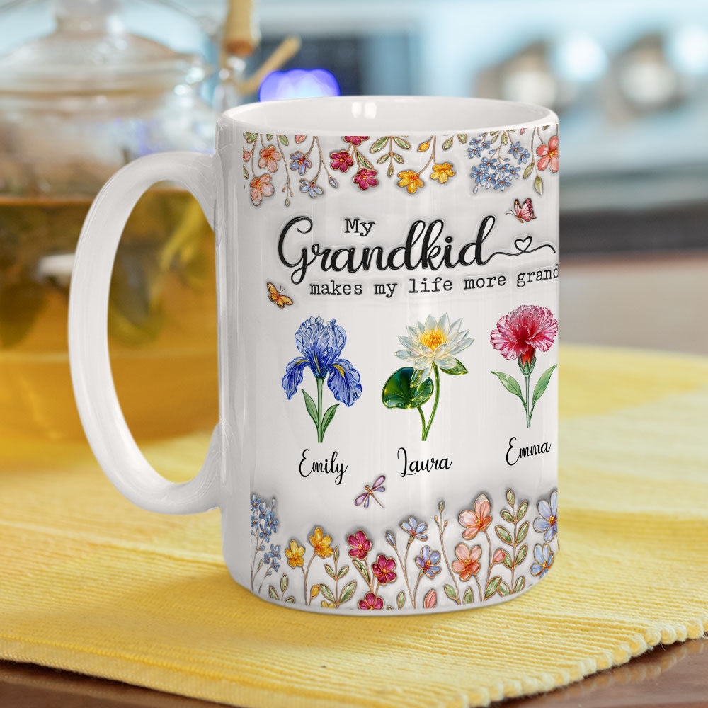 Custom Christmas & Birthday Gift For Grandma • Make Life More Grand With Lovely Kids - Personalized 3D Inflated Effect Mug