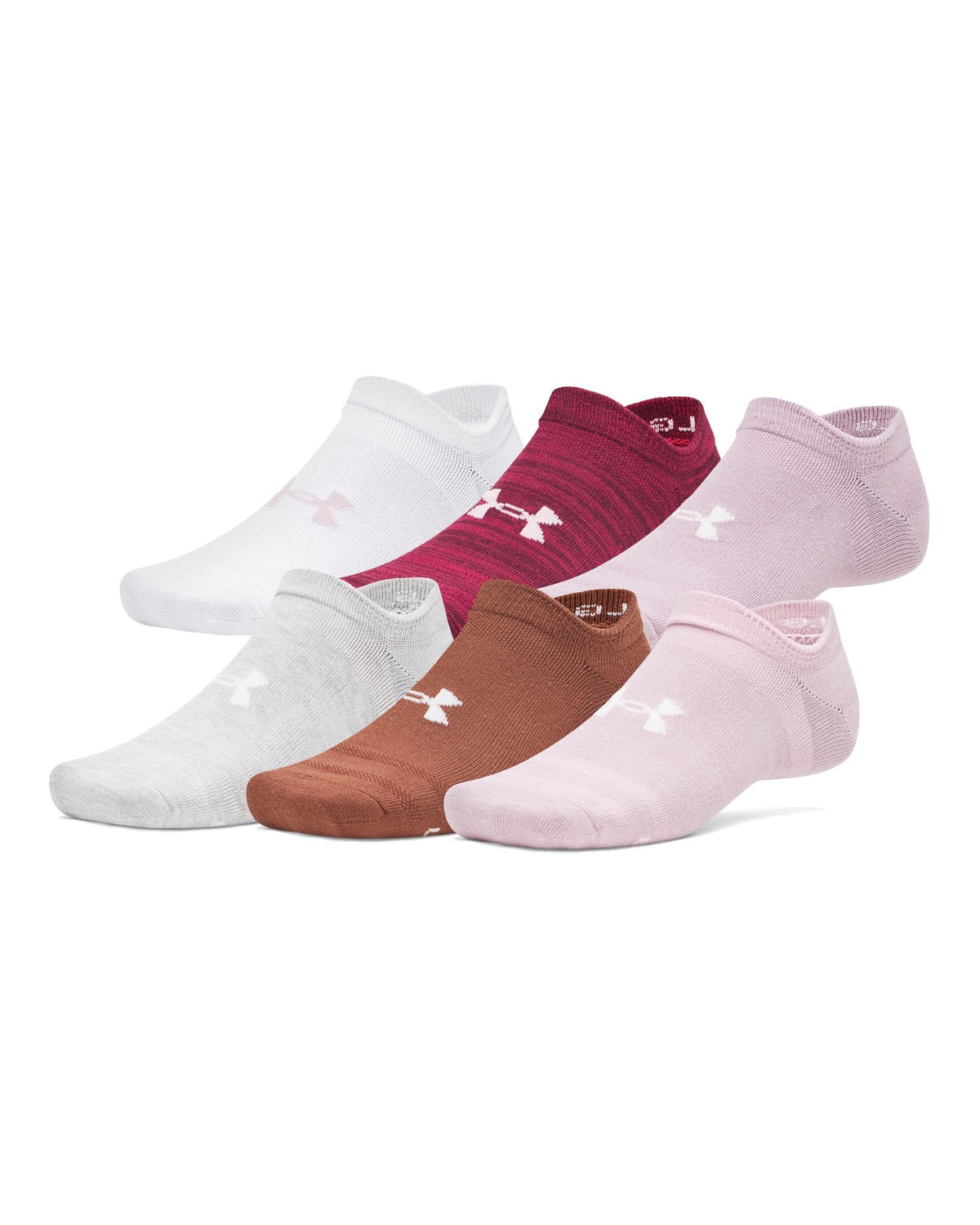 UA Essential Unisex 6-Pack No-Show Socks - Pink