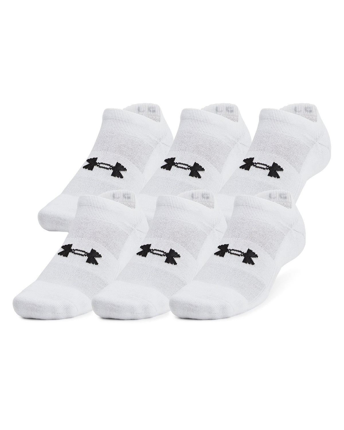 UA Training Cotton Unisex 6-Pack No Show Socks - White