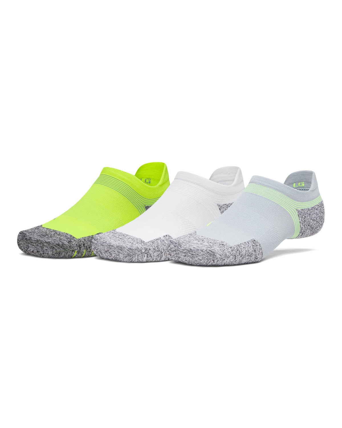 UA ArmourDry® Unisex Run Cushion 3-Pack No Show Socks - Gray