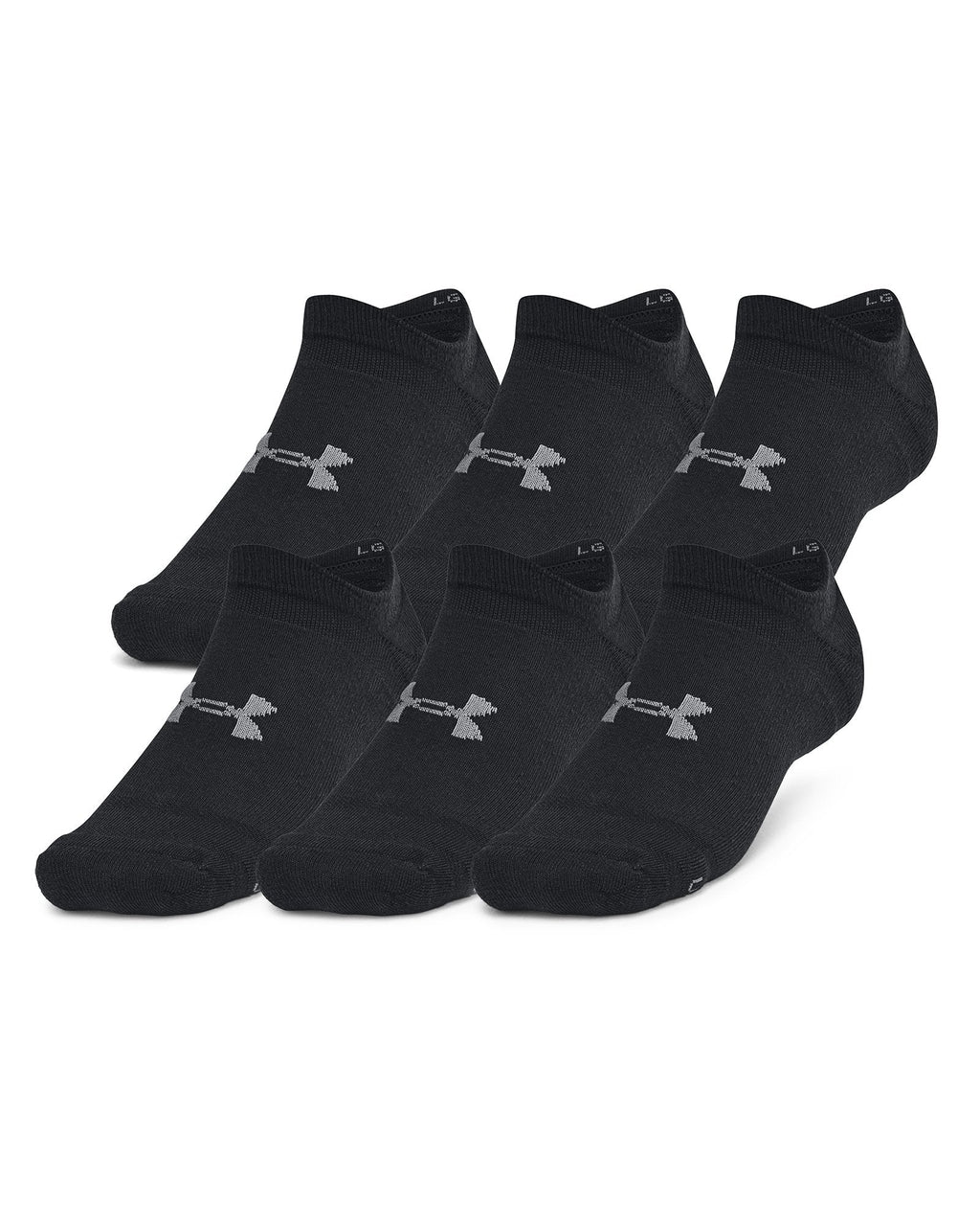 UA Essential Cushion Unisex 6-Pack No Show Socks - Black