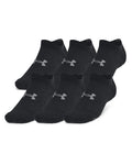 UA Essential Cushion Unisex 6-Pack No Show Socks - Black