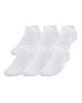 UA Essential Cushion Unisex 6-Pack No Show Socks - White