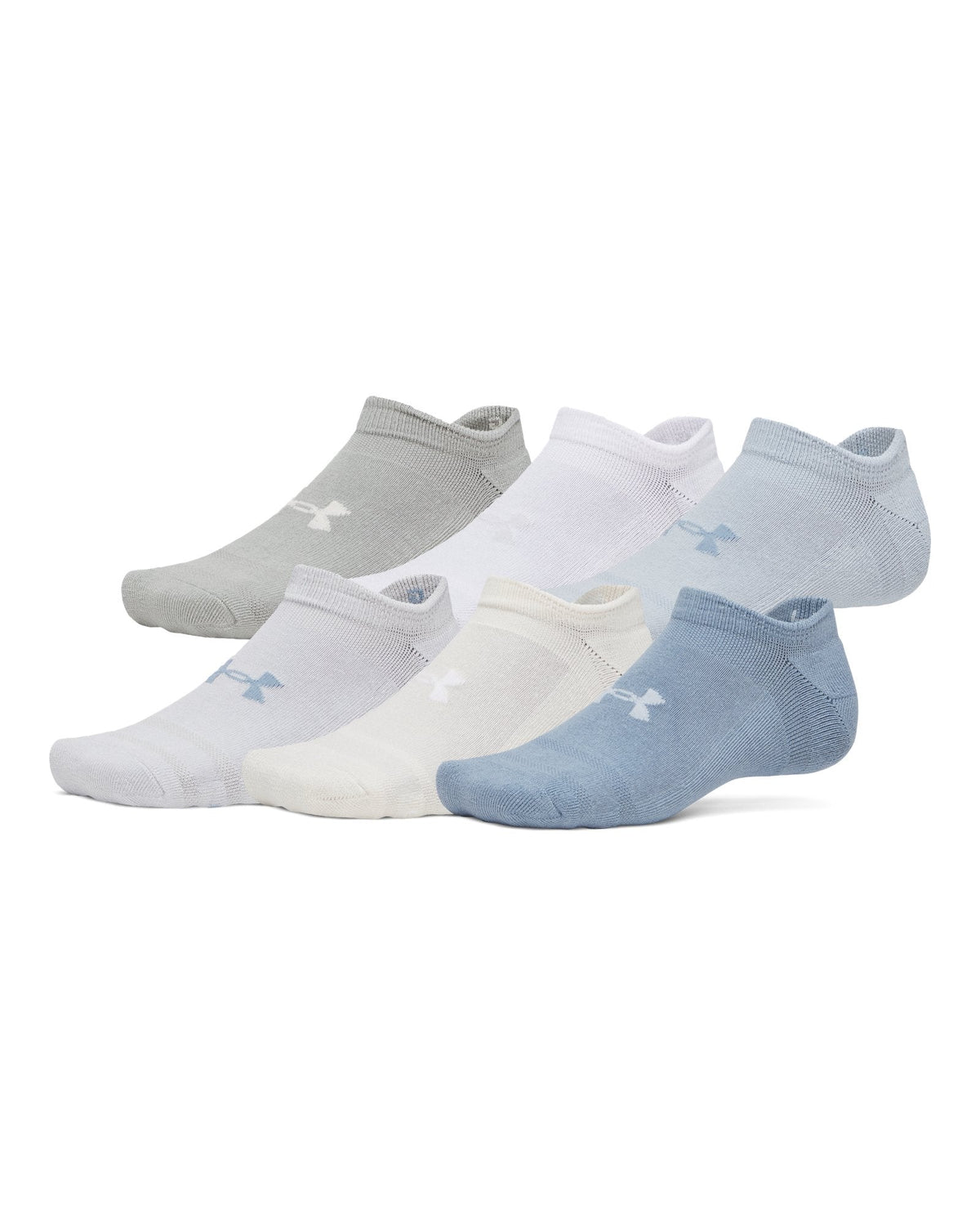 UA Essential Cushion Unisex 6-Pack No Show Socks - Blue