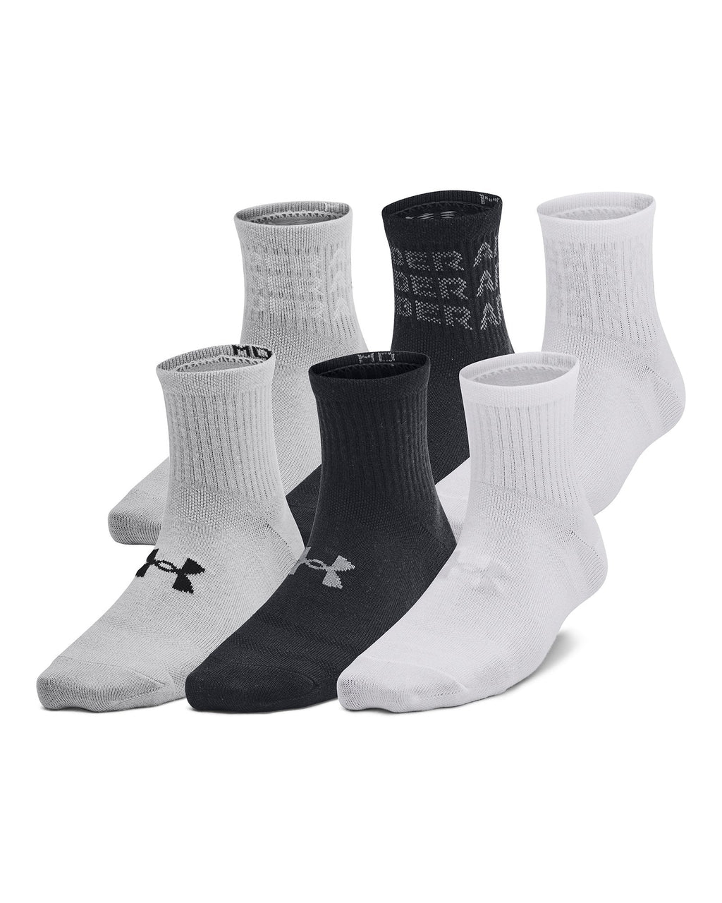UA Essential Kids' 6-Pack Quarter Socks - Gray