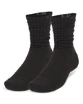 UA Sportstyle Cotton Scrunch Unisex 2-Pack Crew Socks - Black