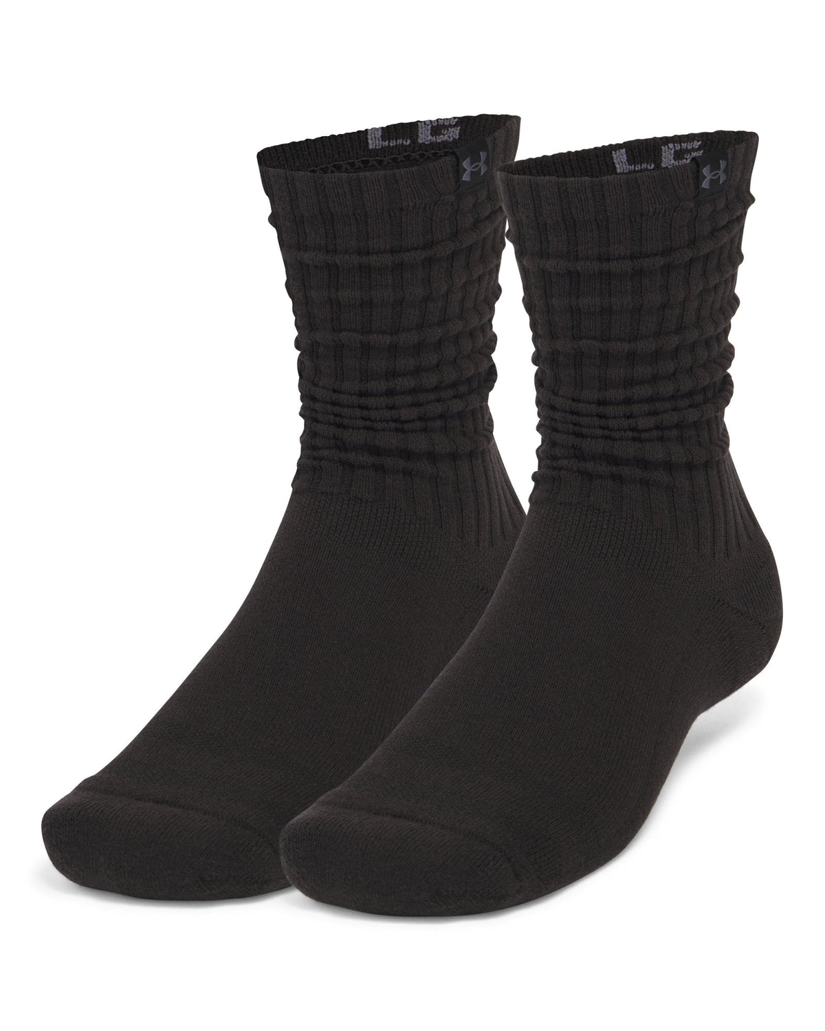 UA Sportstyle Cotton Scrunch Unisex 2-Pack Crew Socks - Black