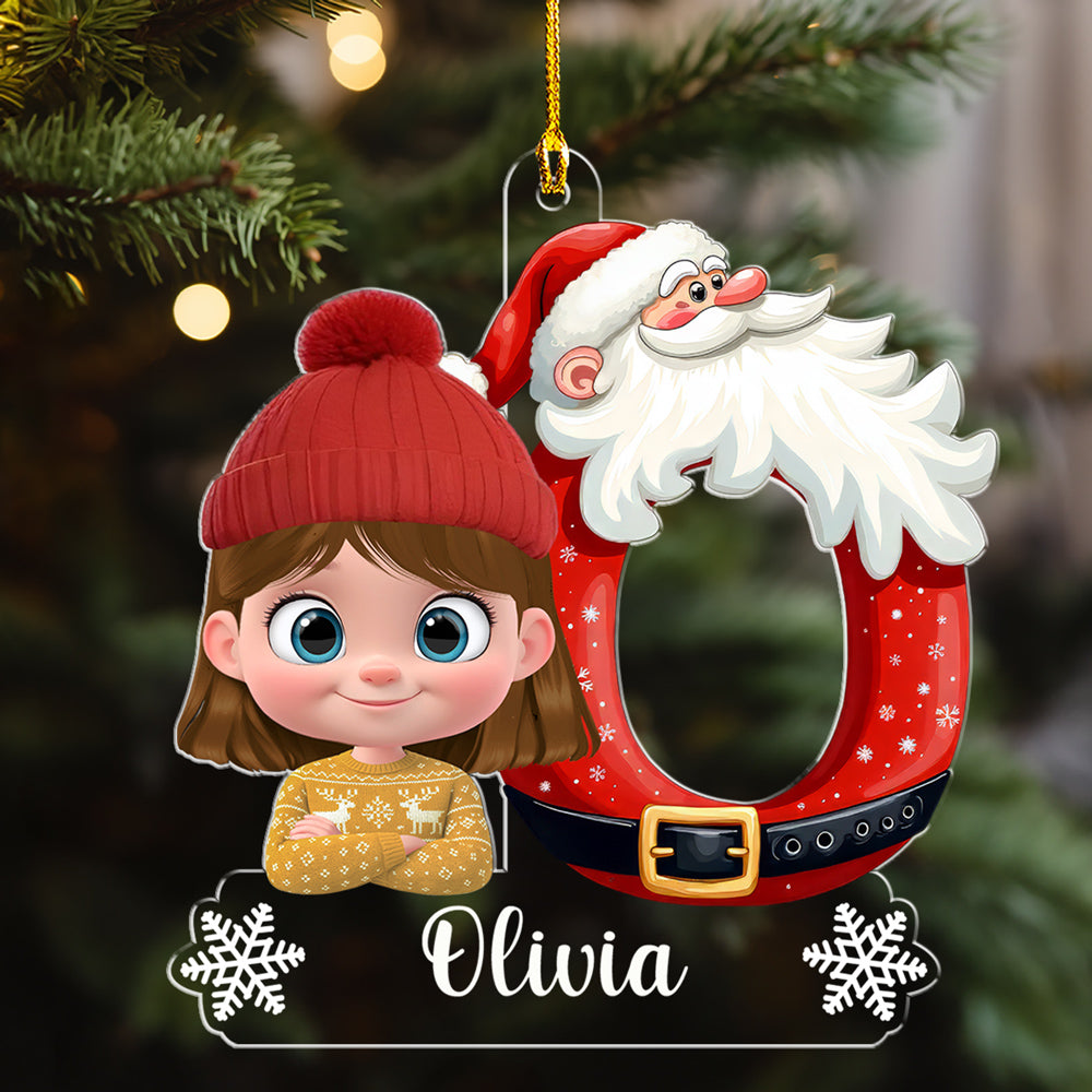 Custom Family First Christmas Ornament •  Baby And Santa - Personalized Acrylic Ornament