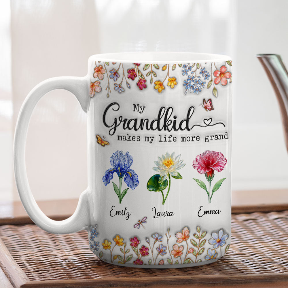 Custom Christmas & Birthday Gift For Grandma • Make Life More Grand With Lovely Kids - Personalized 3D Inflated Effect Mug
