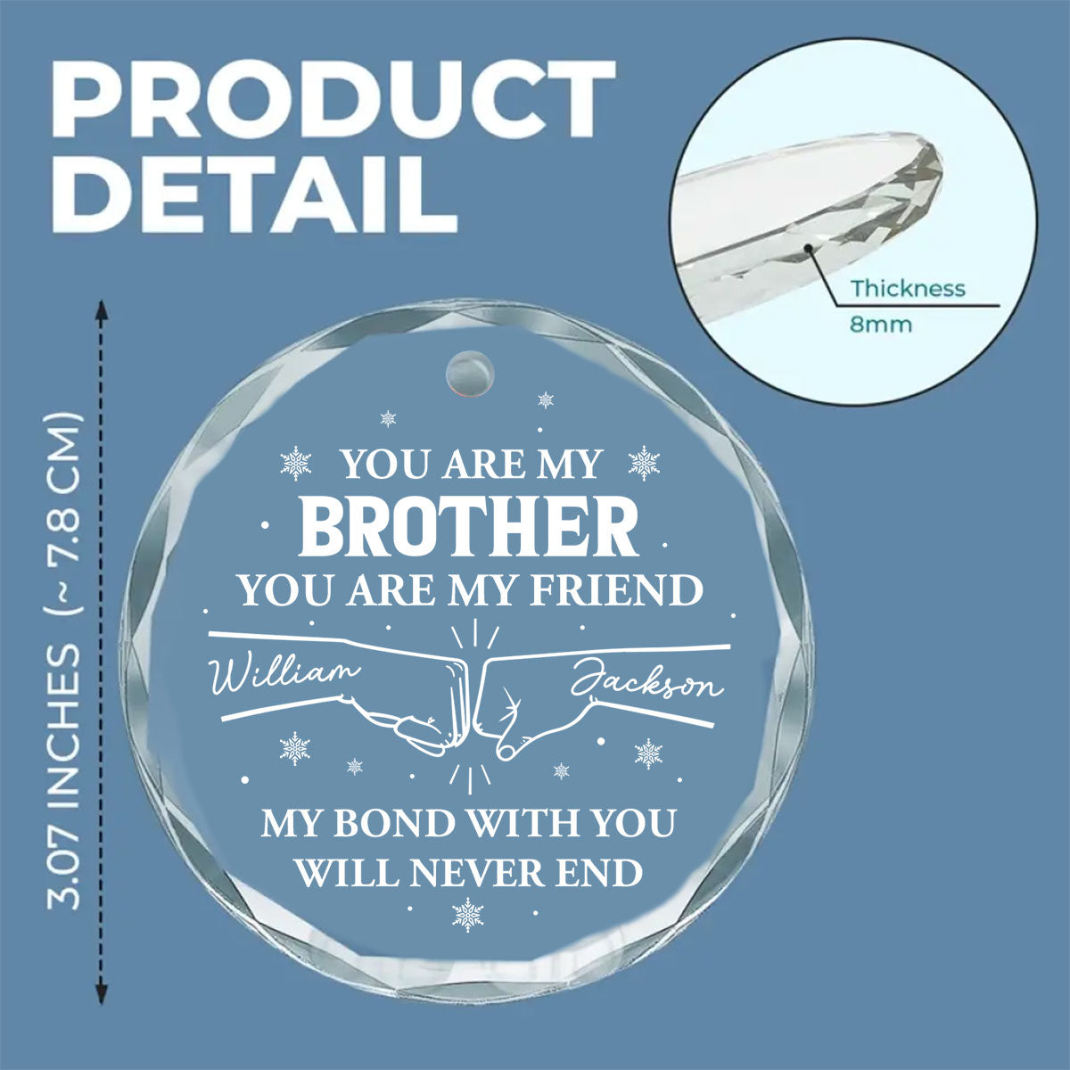 Custom Brothers & Sisters Christmas Ornament •  My Bond With You - Personalized Glass Ornament