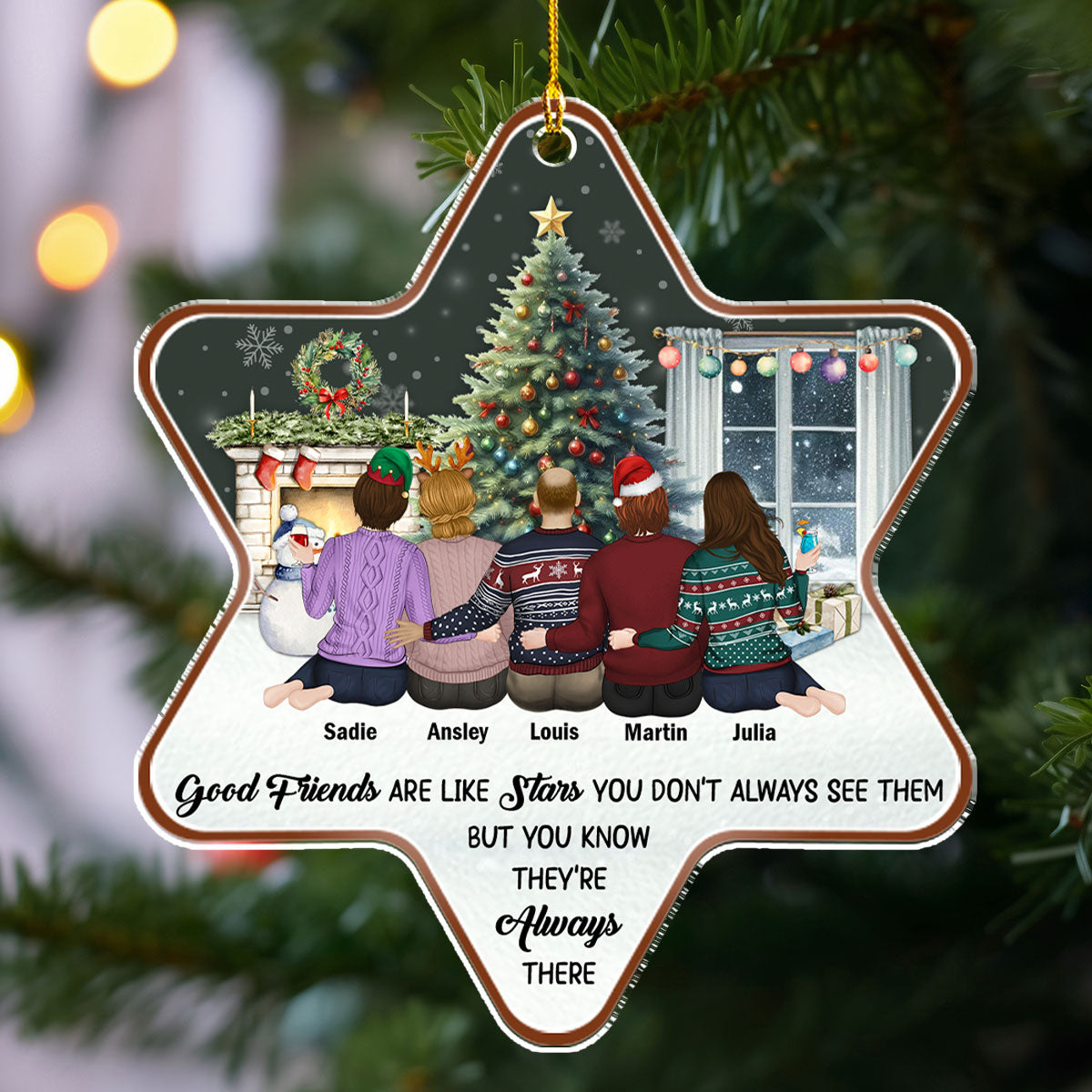 Custom Friendship Christmas Ornament, Best Friend Gift •  Friends Are Like Stars - Personalized Acrylic Ornament