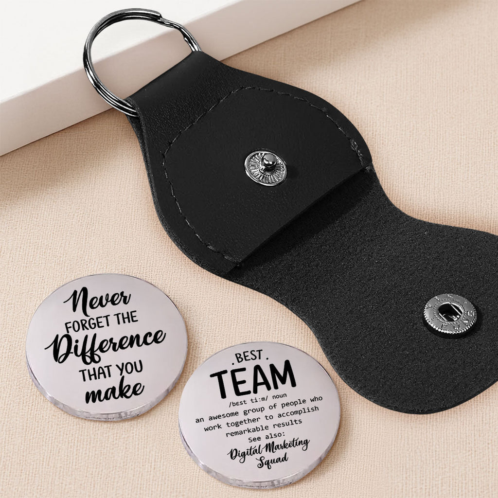 Custom Coin Keychain, Mother's Father's Day Birthday Gift Keepsake • Best Team - Personalized Pocket Hug