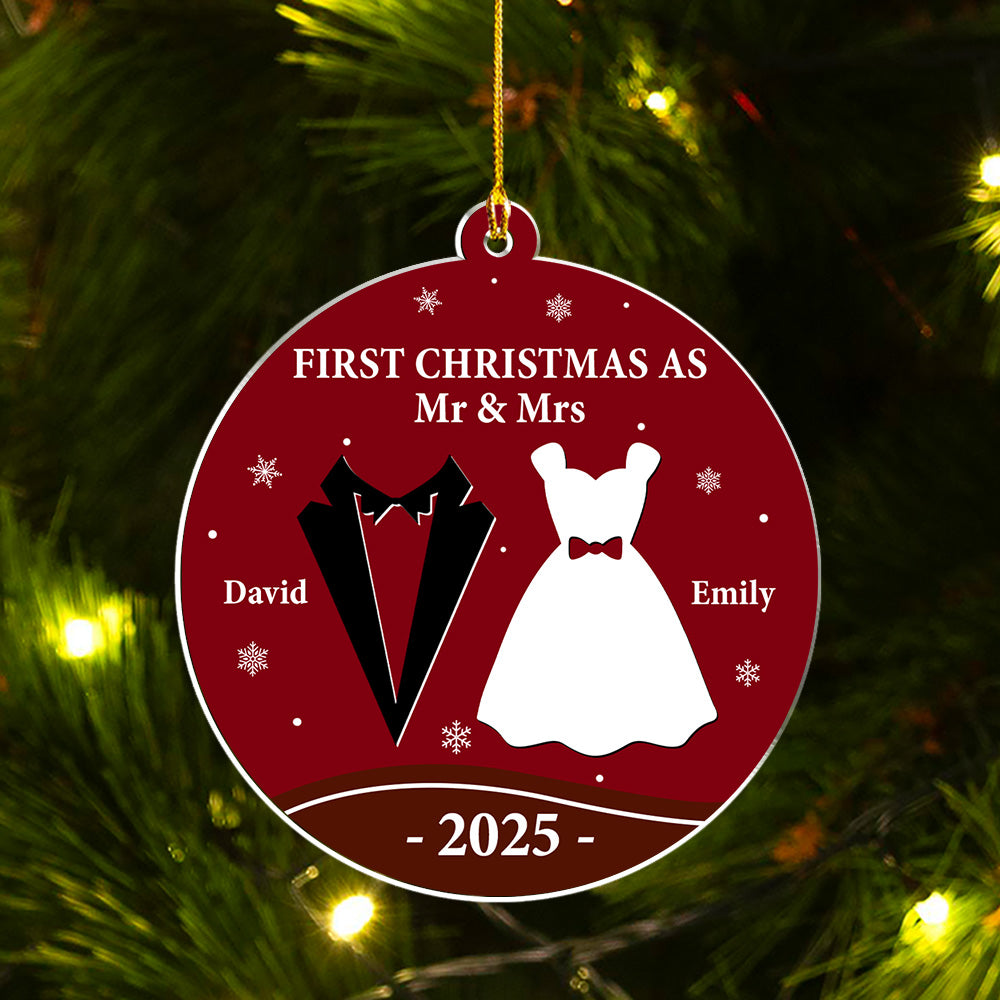 Custom First Christmas Ornament Married, Gift for Newlyweds •  Being Yours - Personalized Acrylic Ornament