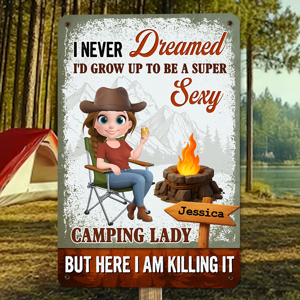 Custom Home & Wall Decor, Birthday & Christmas Gift • Just Crushing This Camping Life - Personalized Metal Sign