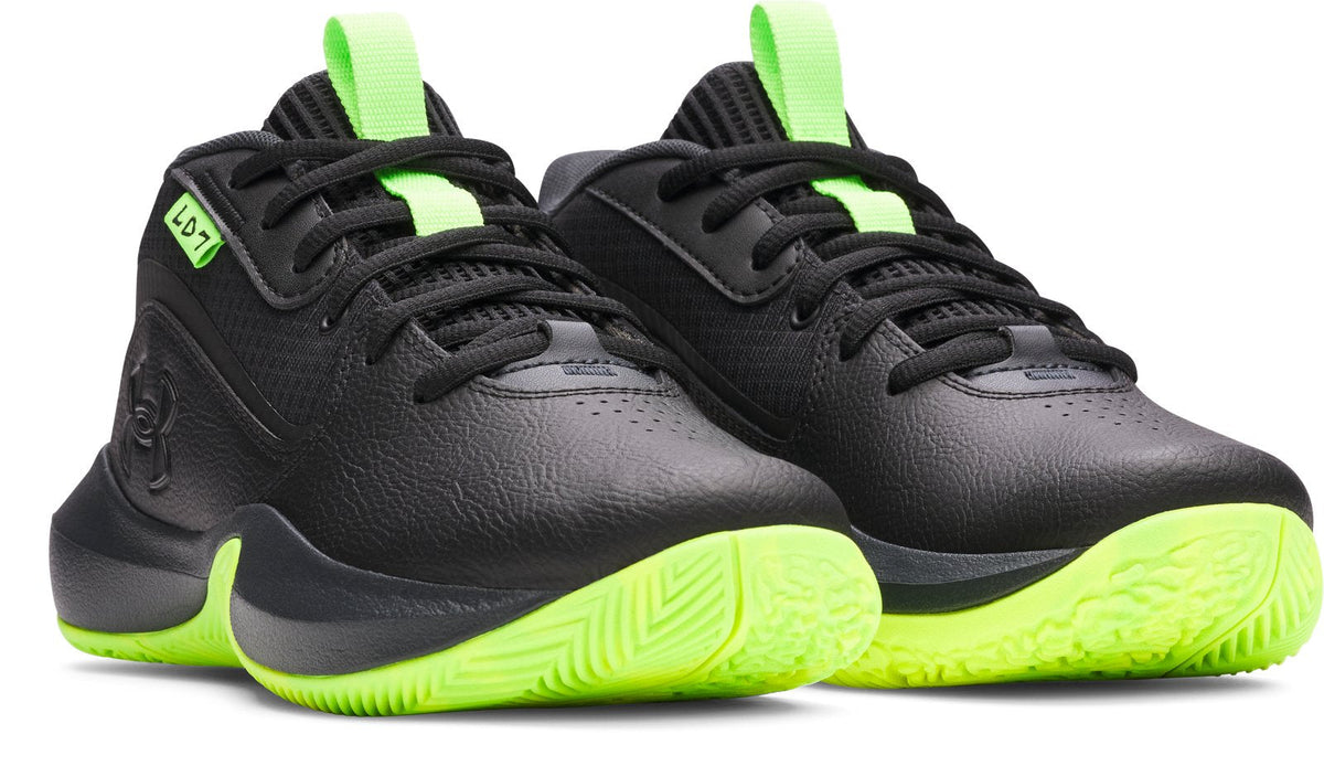 UA Lockdown 7 Grade School Basketball Shoes - Black