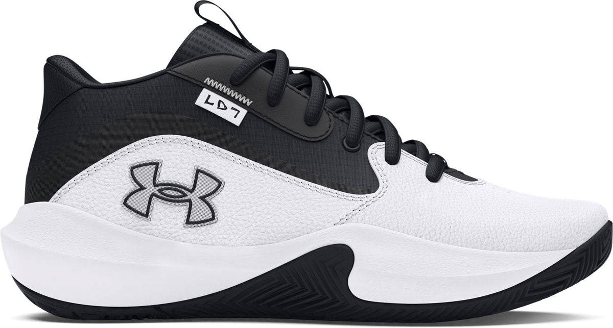 UA Lockdown 7 Grade School Basketball Shoes - White
