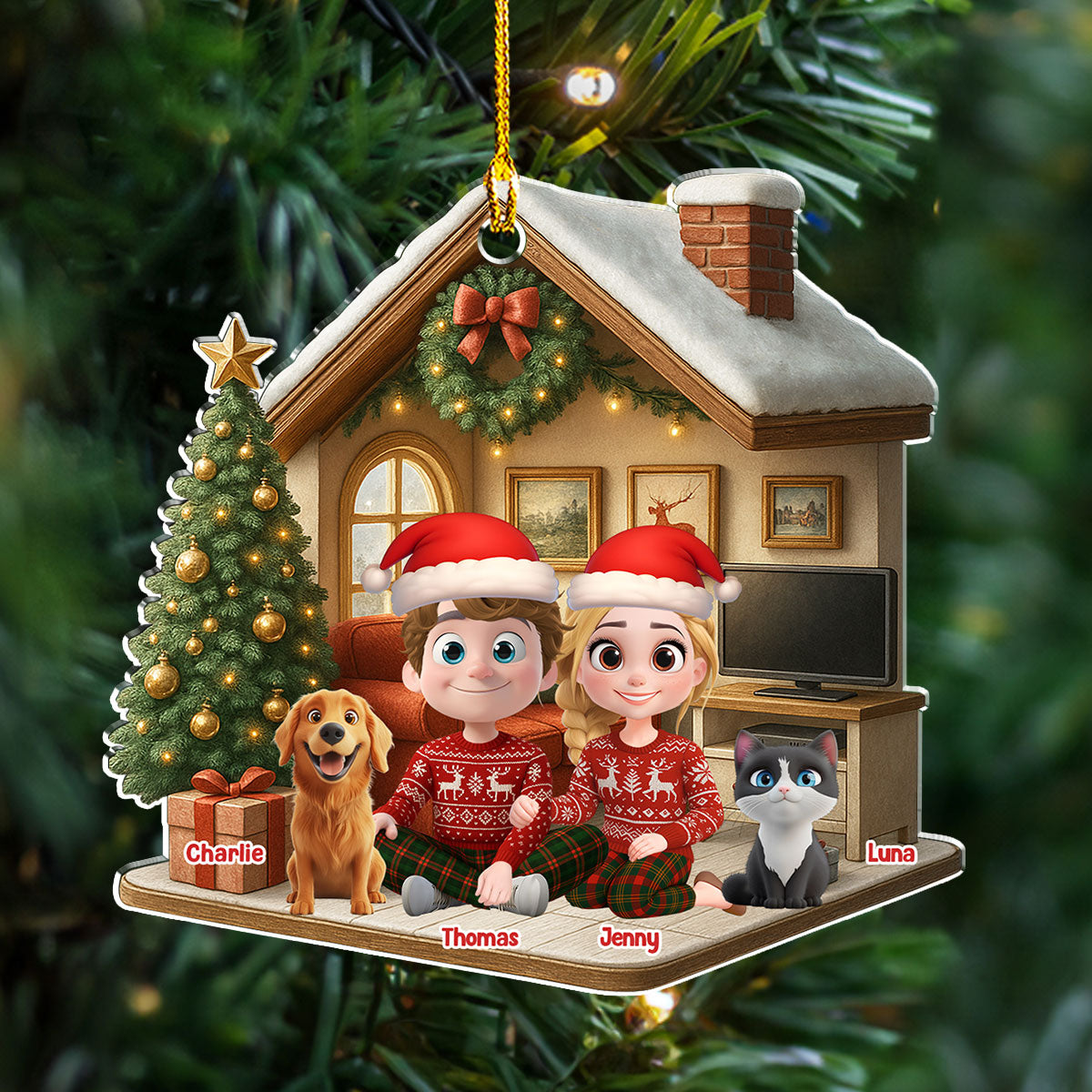 Custom Keepsake Christmas Ornament •  Under One Roof With Them - Personalized 3D Effect Acrylic Ornament