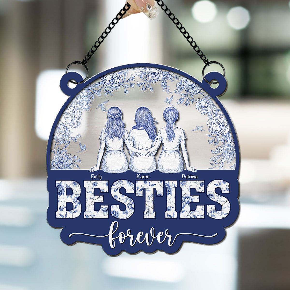 Custom Best Friend Hanging Decor, Friendship Birthday Gifts • Forever Soul Bestie - Personalized Suncatcher