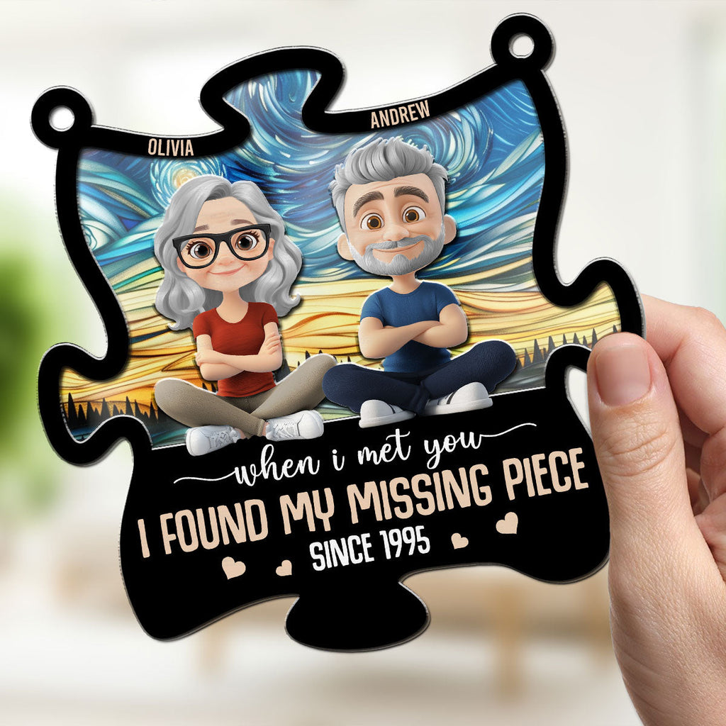 Custom Couple Hanging Decor, Anniversary Valentine's Day Gifts • My Missing Piece I Love You - Personalized Suncatcher