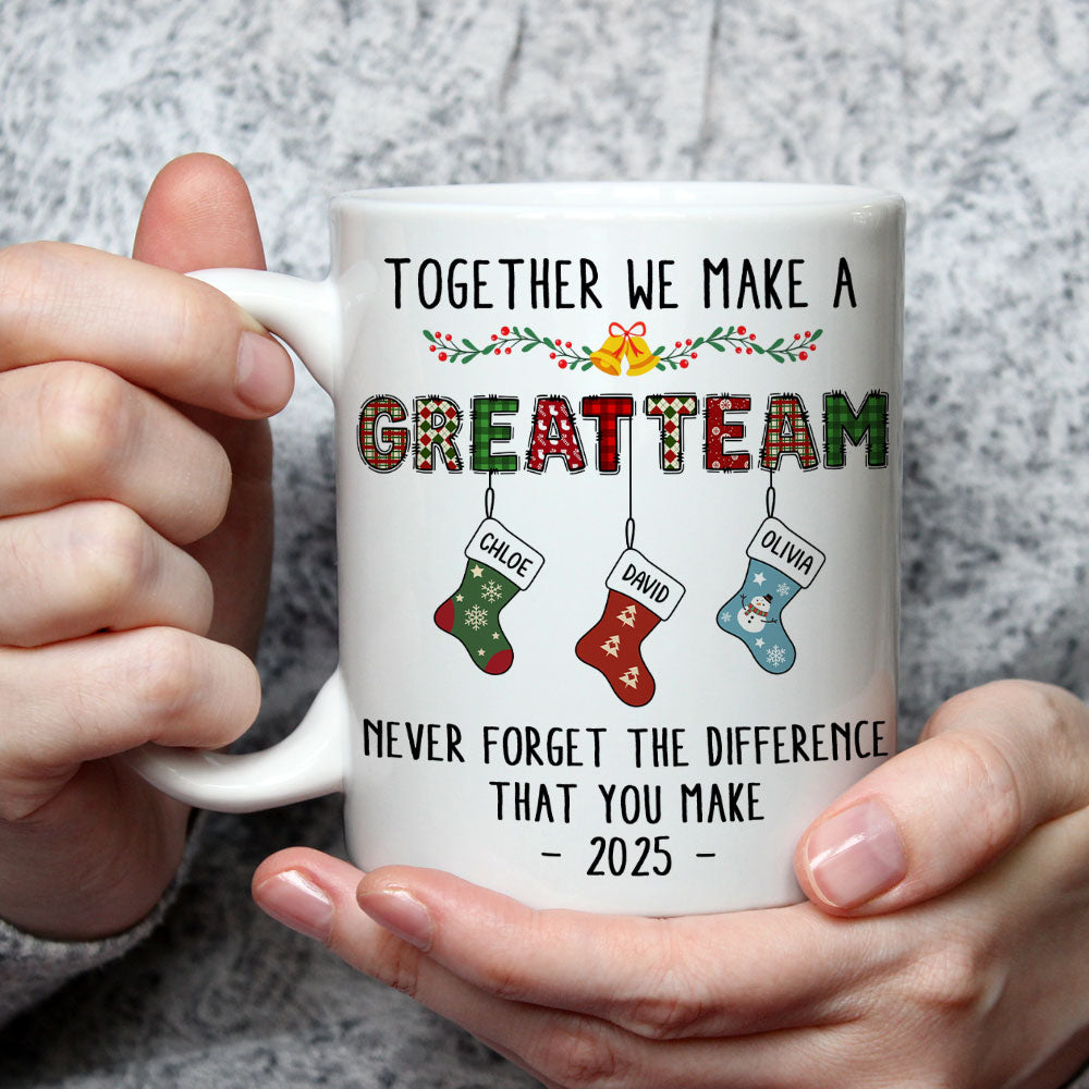 Custom Coworker, Christmas & Birthday Team Appreciation Gift • Teamwork Makes The Dream Work - Personalized Coffee Mug