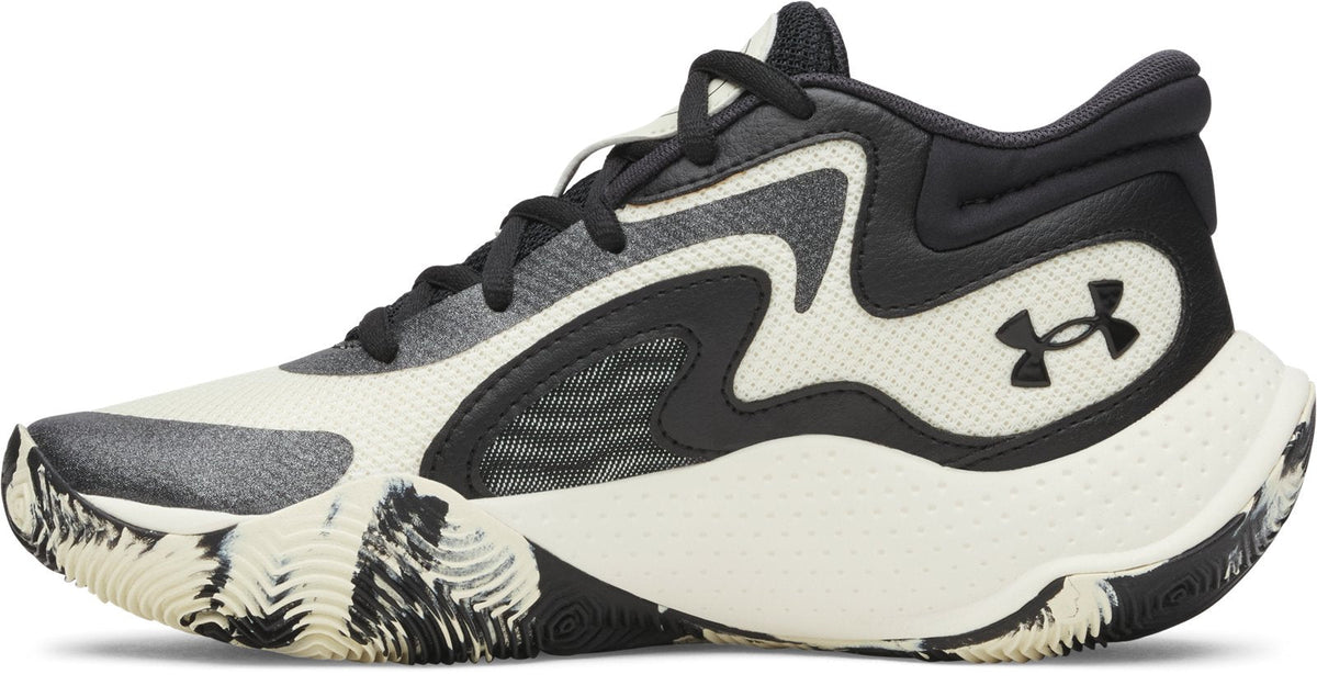 UA Jet '25 Grade School Basketball Shoes - White