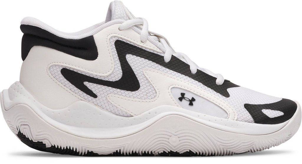 UA Jet '25 Grade School Basketball Shoes - White