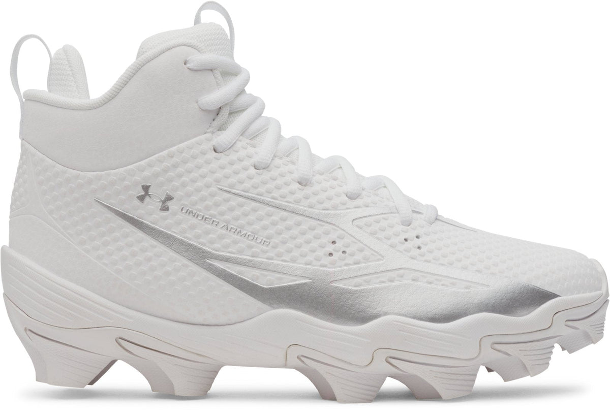 UA Spotlight Hammer Jr. Kids' Football Cleats - White