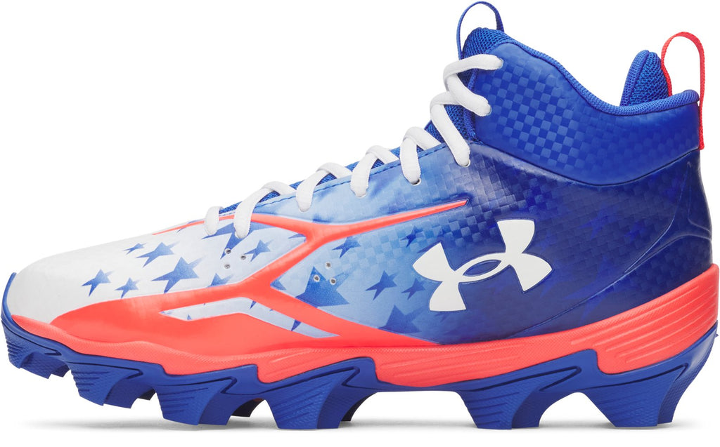 UA Spotlight Hammer Jr. USA Kids' Football Cleats - Blue
