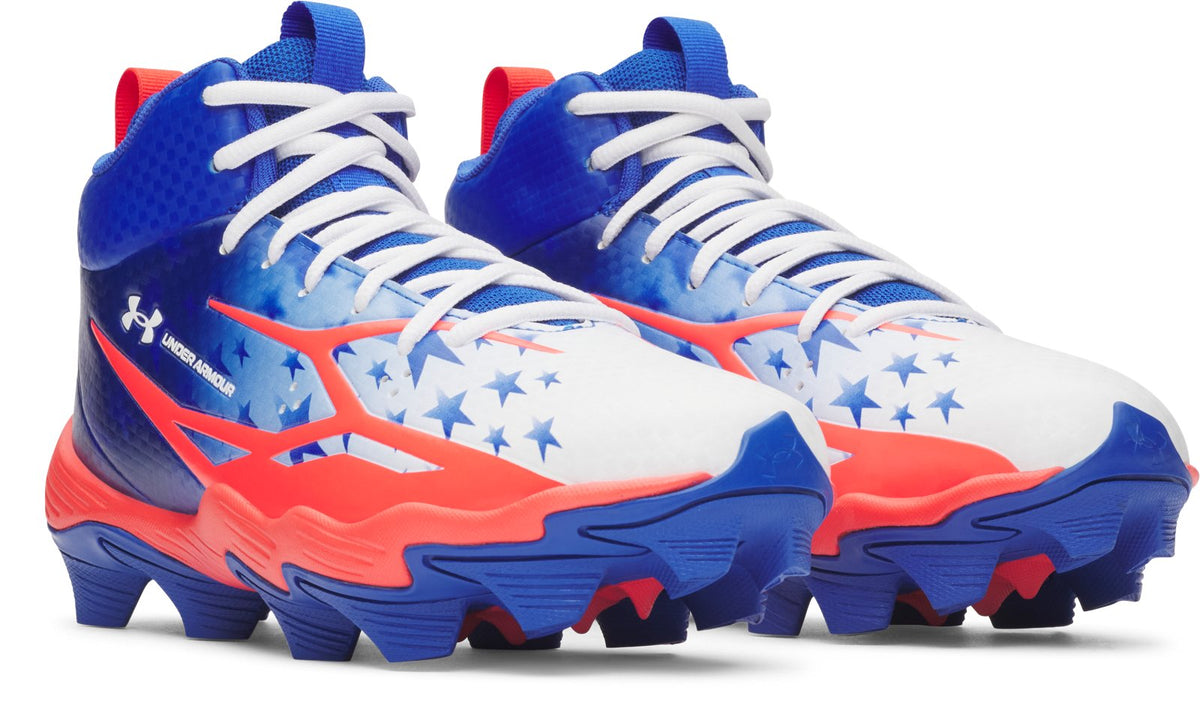 UA Spotlight Hammer Jr. USA Kids' Football Cleats - Blue