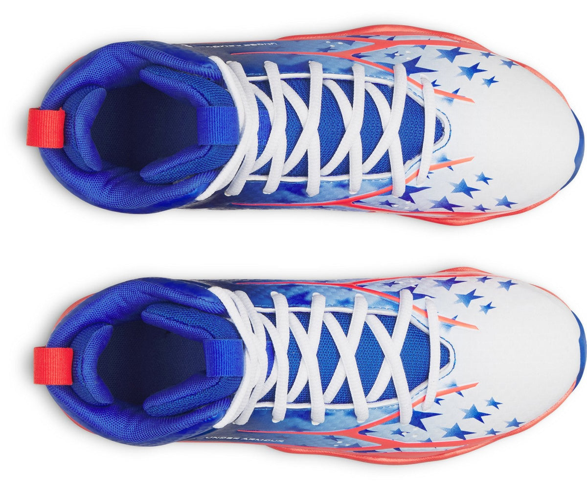 UA Spotlight Hammer Jr. USA Kids' Football Cleats - Blue