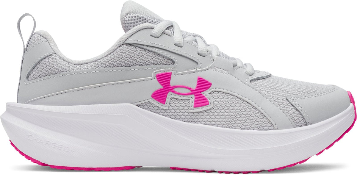 UA Charged+ Assert 11 Wide Girls' Grade School Running Shoes - Gray