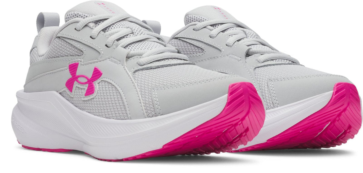 UA Charged+ Assert 11 Wide Girls' Grade School Running Shoes - Gray