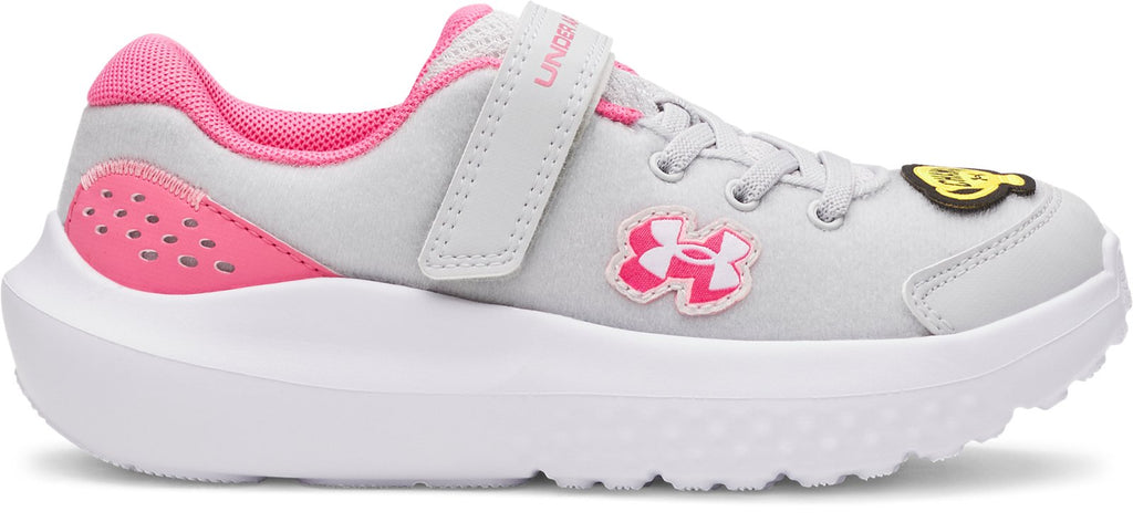 UA Surge 4 Patches Girls' Pre-School Running Shoes - Gray