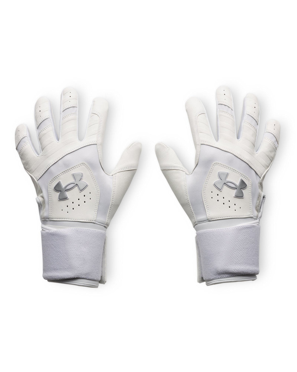 UA Yard 10 Long Cuff Men's Batting Gloves - White