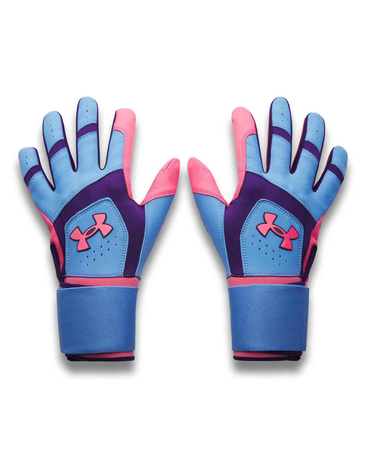 UA Yard 10 Long Cuff Men's Batting Gloves - Blue