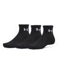 UA Performance Cotton Unisex 3-Pack Quarter Socks - Black