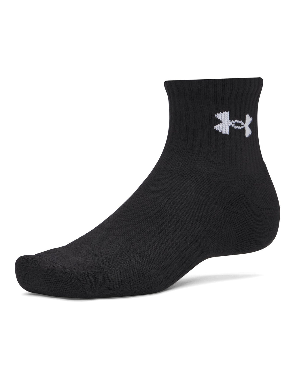 UA Performance Cotton Unisex 3-Pack Quarter Socks - Black