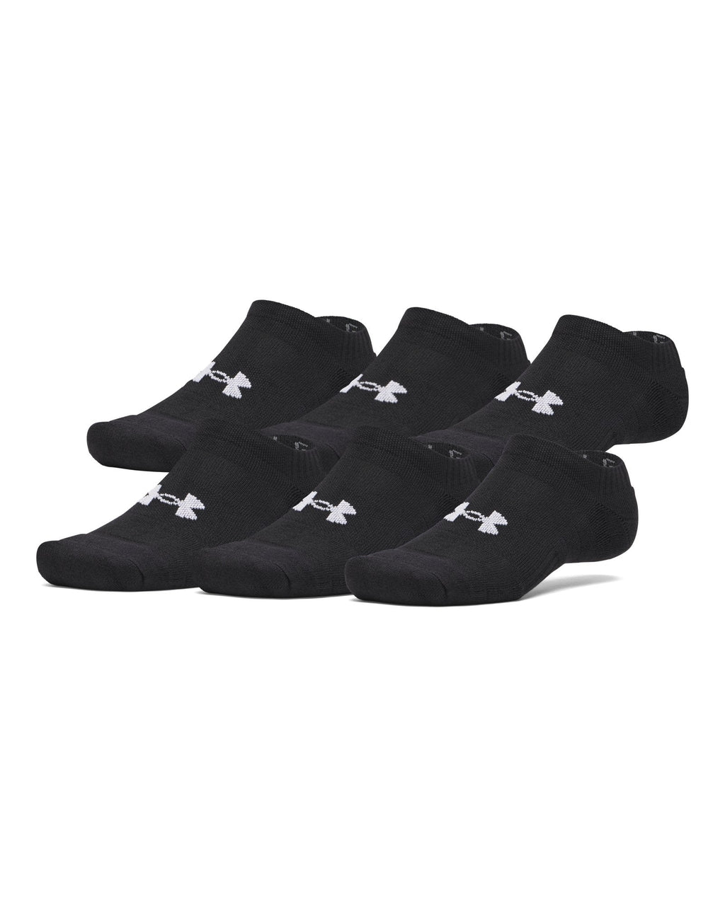 UA Performance Cotton Unisex 6-Pack No Show Socks - Black