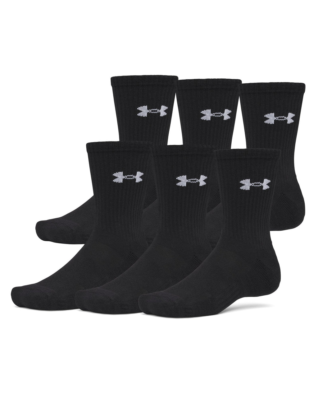 UA Performance Cotton Unisex 6-Pack Crew Socks - Black