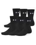 UA Performance Cotton Unisex 6-Pack Crew Socks - Black