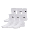UA Performance Cotton Unisex 6-Pack Crew Socks - White