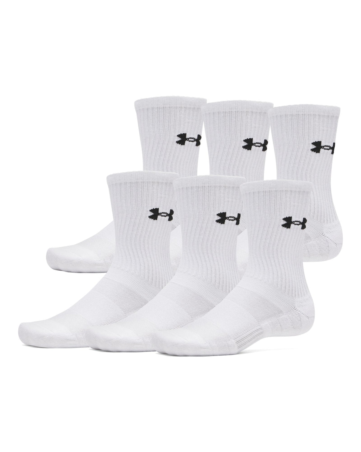 UA Performance Cotton Unisex 6-Pack Crew Socks - White