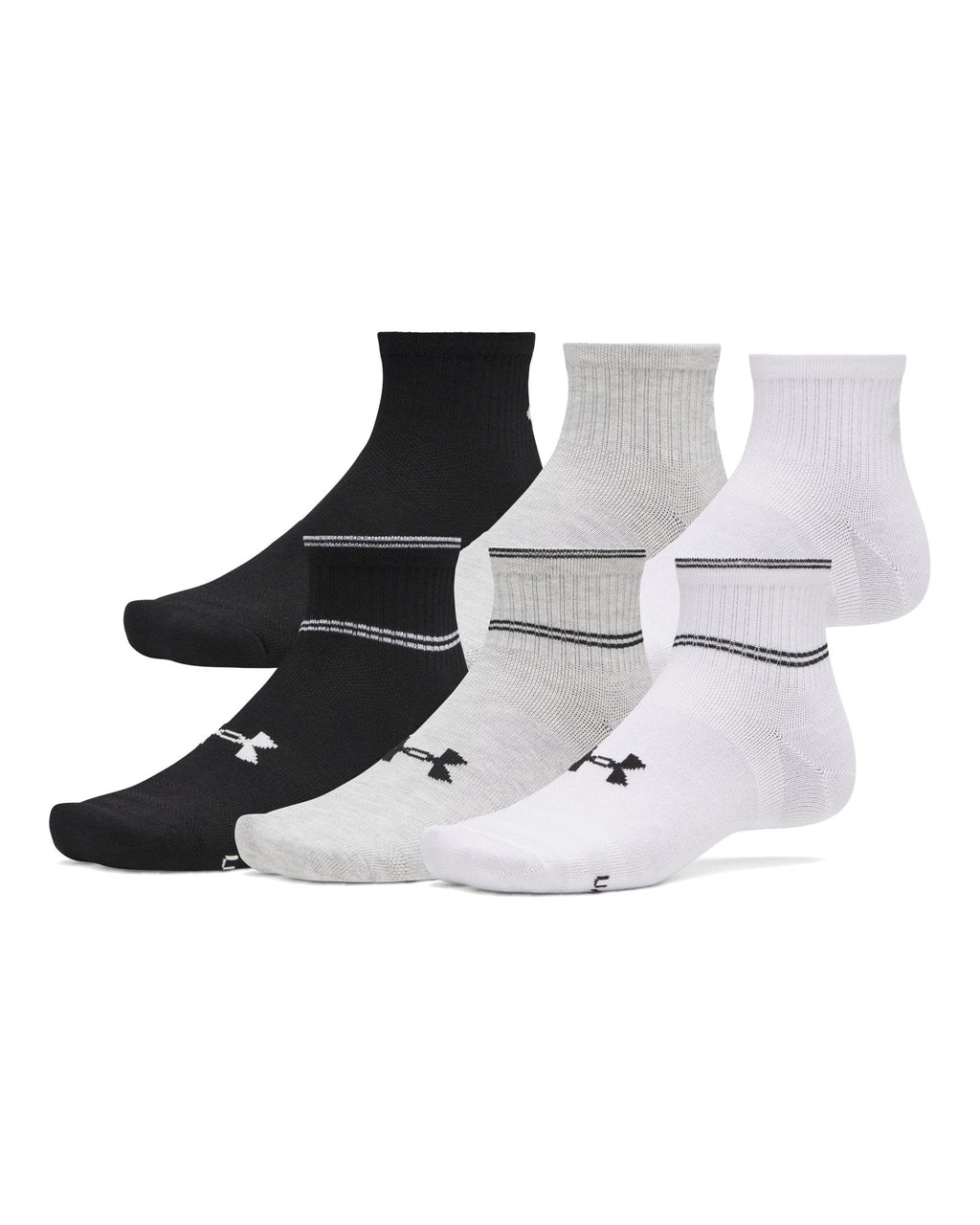 UA Essential Unisex 6-Pack Quarter Socks - White