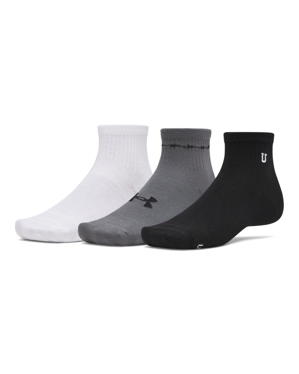 UA Essential Unisex 3-Pack Quarter Socks - Black