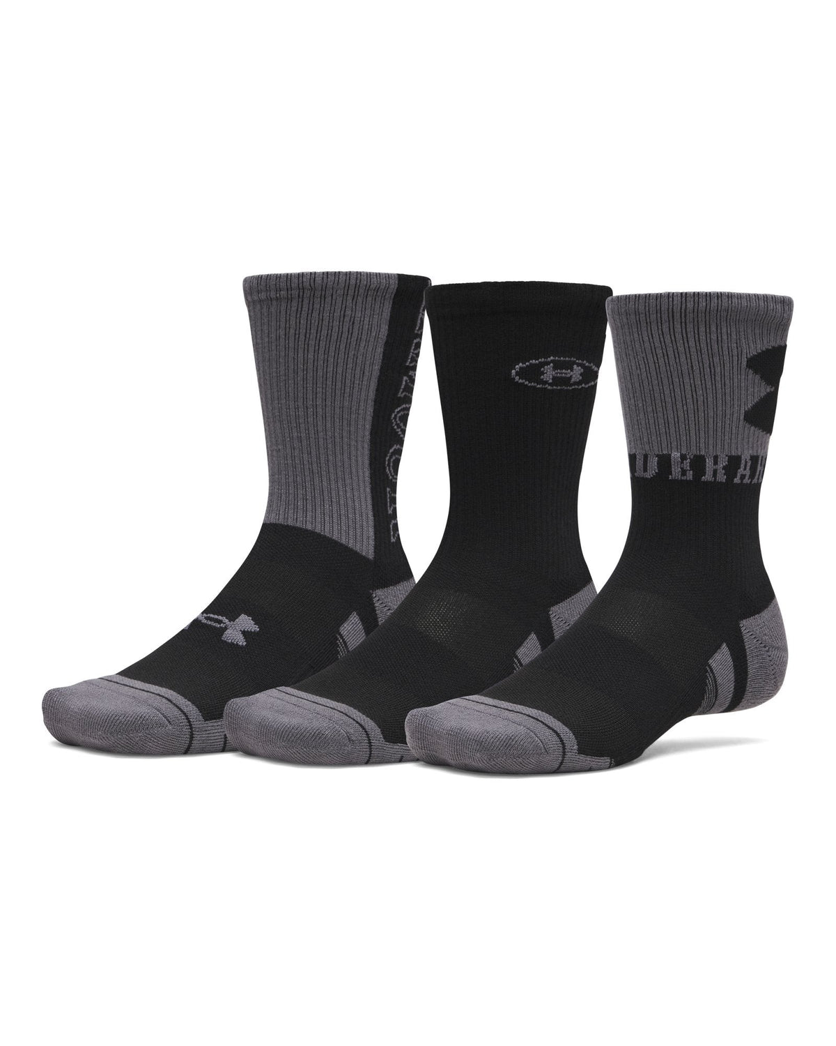 UA Performance Tech Unisex 3-Pack Crew Socks - Black