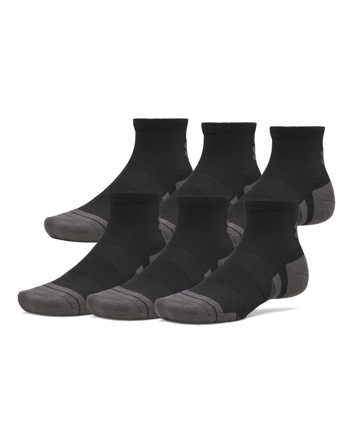 UA Performance Tech Unisex 6-Pack Quarter Socks - Black