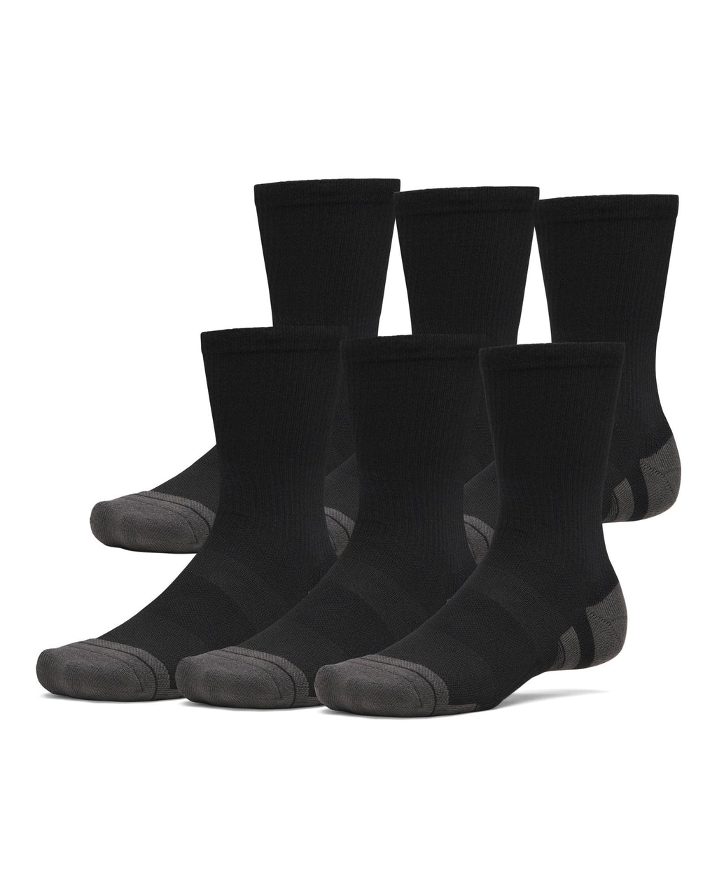 UA Performance Tech Unisex 6-Pack Crew Socks - Black
