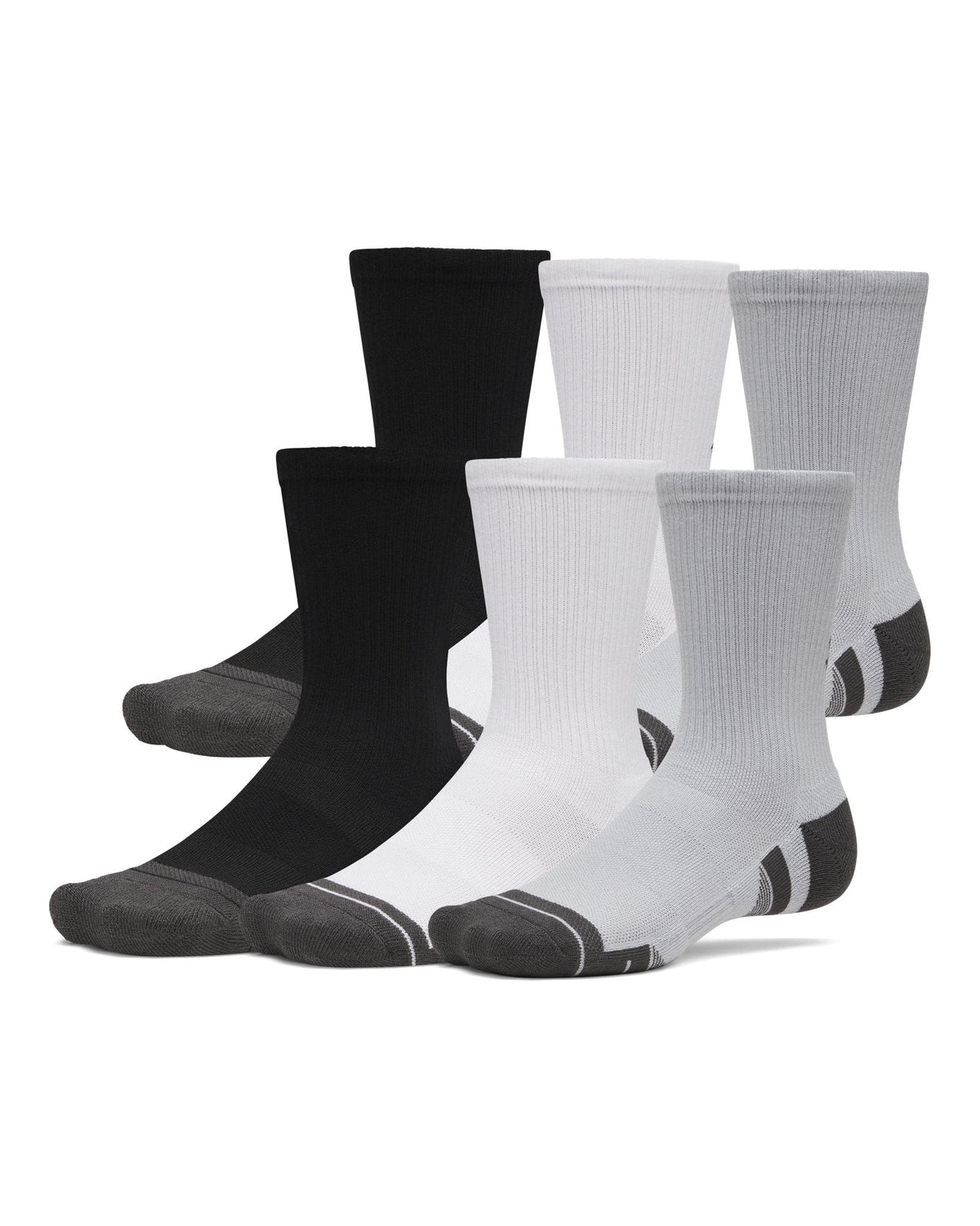 UA Performance Tech Unisex 6-Pack Crew Socks - Gray