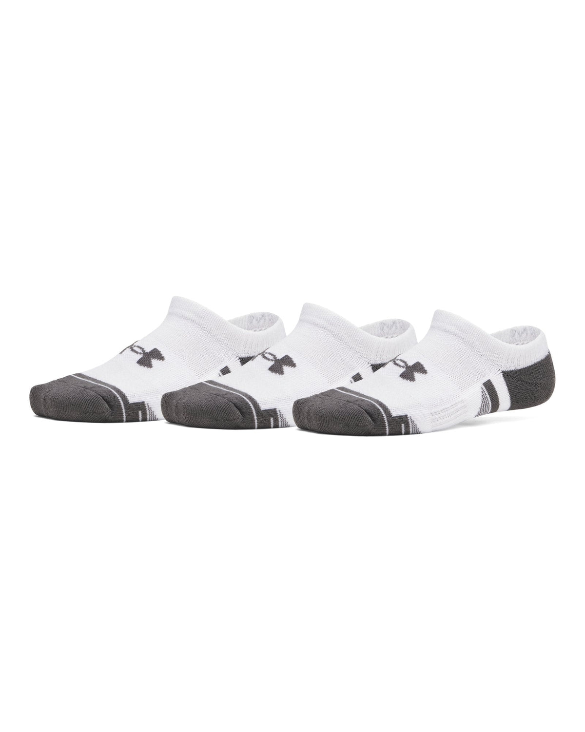 UA Performance Tech Kids' 3-Pack No Show Socks - White