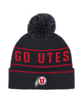 UA Halftime Jacquard Collegiate Kids' Pom Beanie - Black
